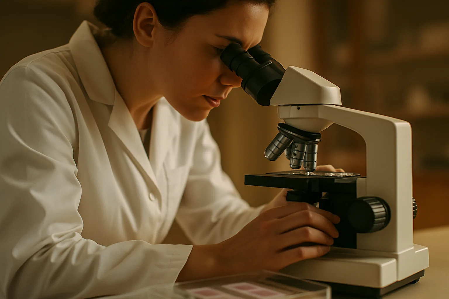 Biocompatibility testing under microscope